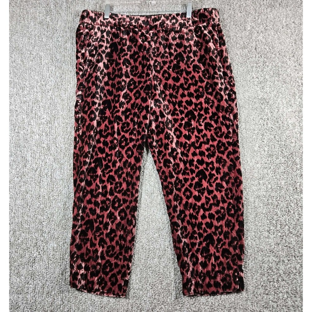 J.Crew Velvet Pants Pink Leopard Print Mob Wife Aesthetic Women Size 16